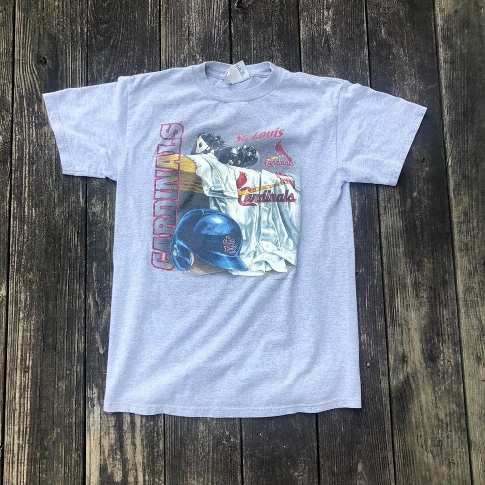 Vintage 1994 Nutmeg Heathered Grey Baseball dugout cubby St. Louis Cardinals Tee